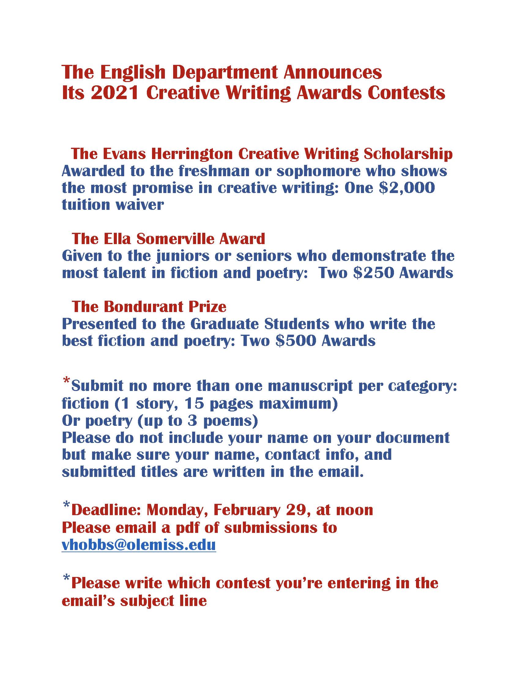 creative writing contests for high school students 2021